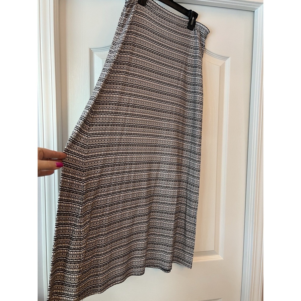 Chicos Size 1‎ Black White Long Maxi Skirt L XL Boho Office Work Casual Wear